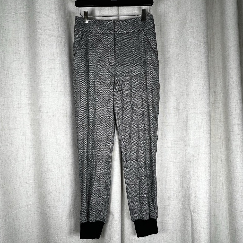 Veronica Beard Women's 0 Grey Frazier Herringbone Wool‎ Silk Blend Jogger Pants